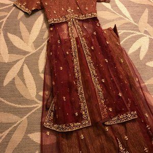 Beautiful wine burgundy color 3 piece lehnga set
